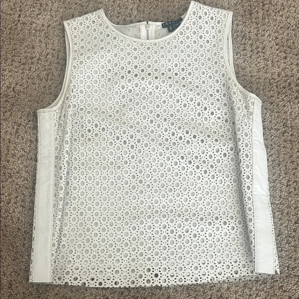 Theory laser cut sleeveless leather top - Picture 1 of 12